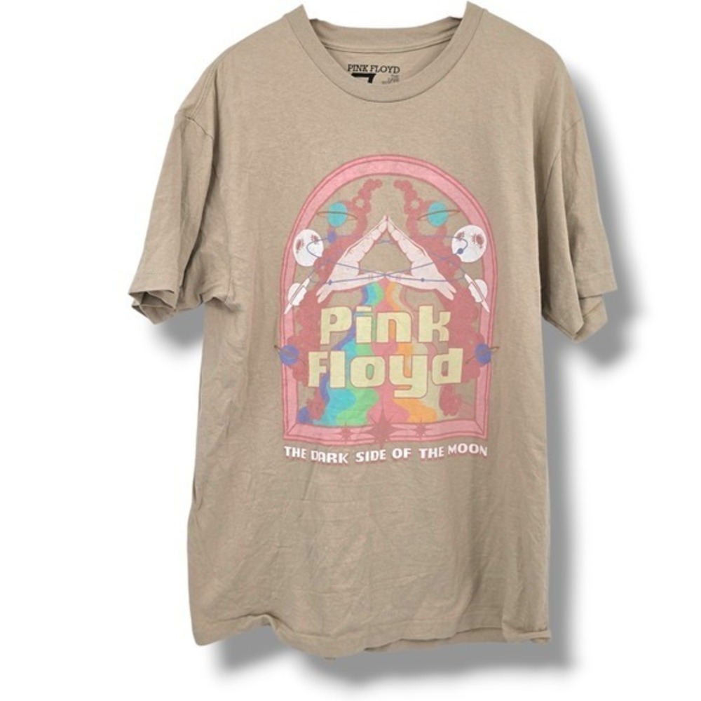 Pink Floyd The Dark Side of the Moon‎ T Shirt Large Beige Music Concert Tour Tee